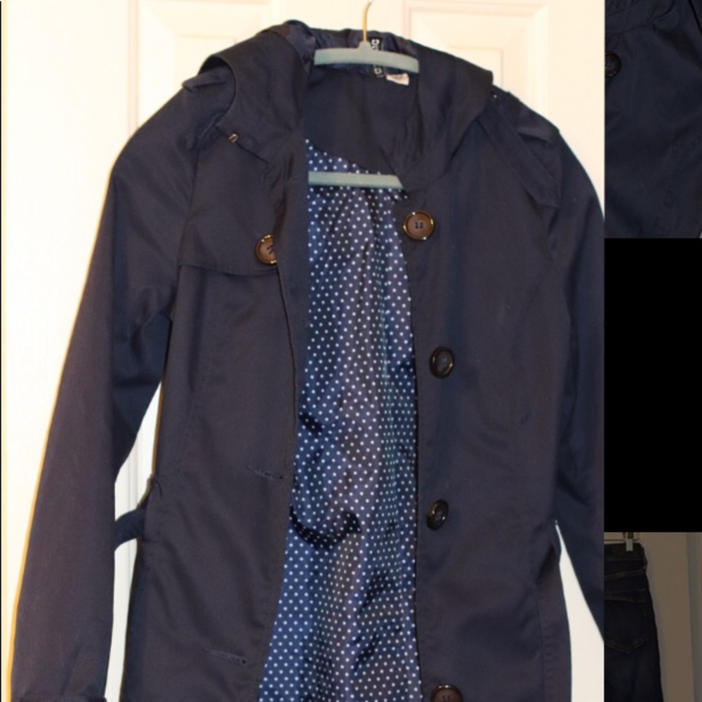 Navy H&M trench coat raincoat